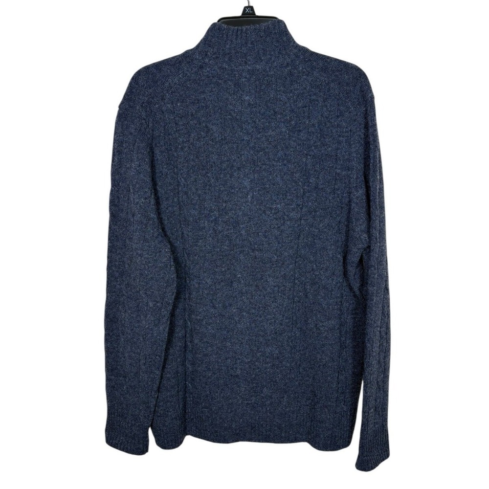 Brooks Brothers 100% Wool Navy Cable Knit 1/4 Zip Sweater Men's Size XL Dadcore - Picture 2 of 5